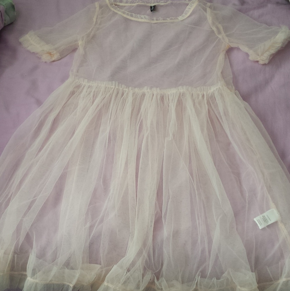 Brand New Sheer Mesh Pink Dress, Size Small